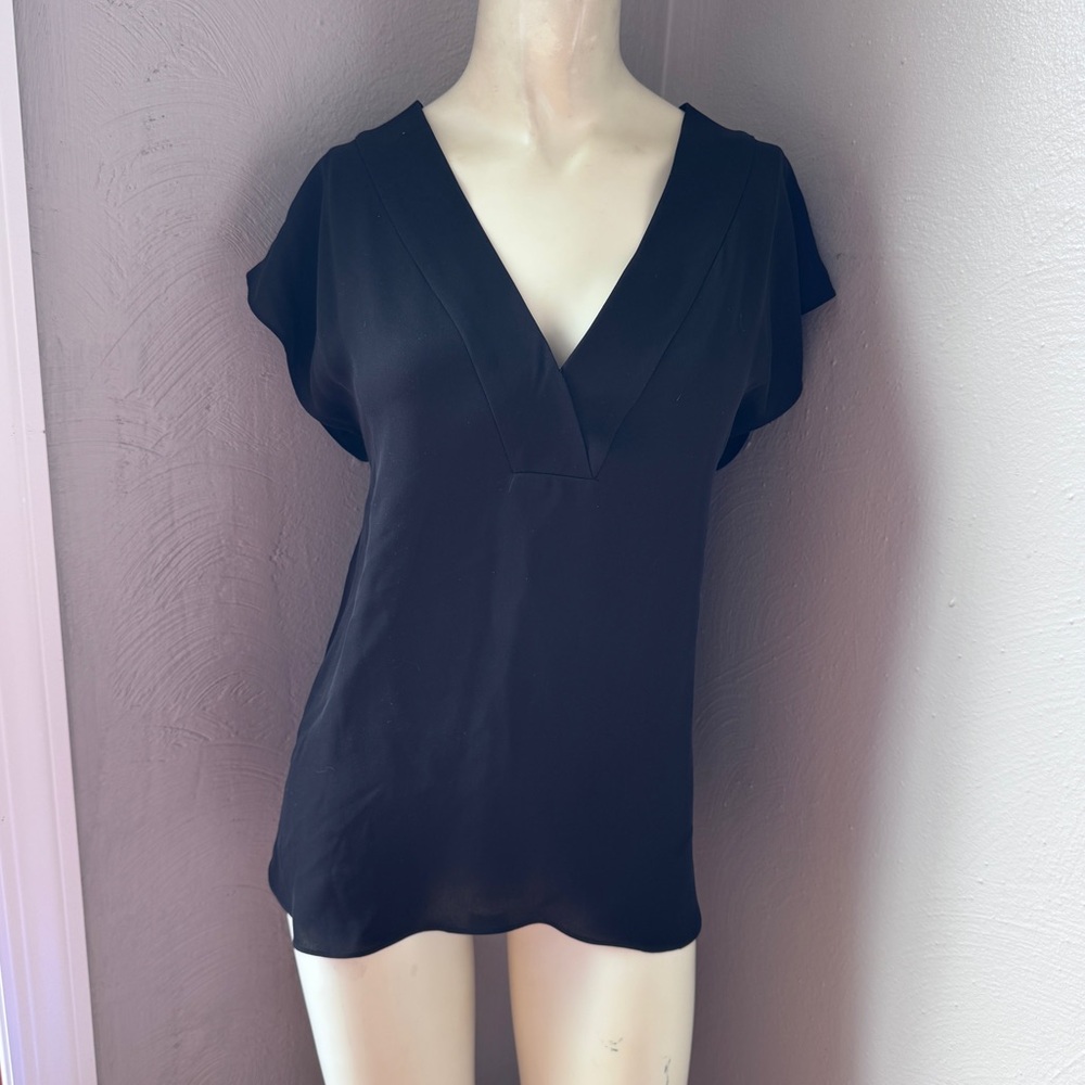 Theory silk tshirt black short sleeve petite